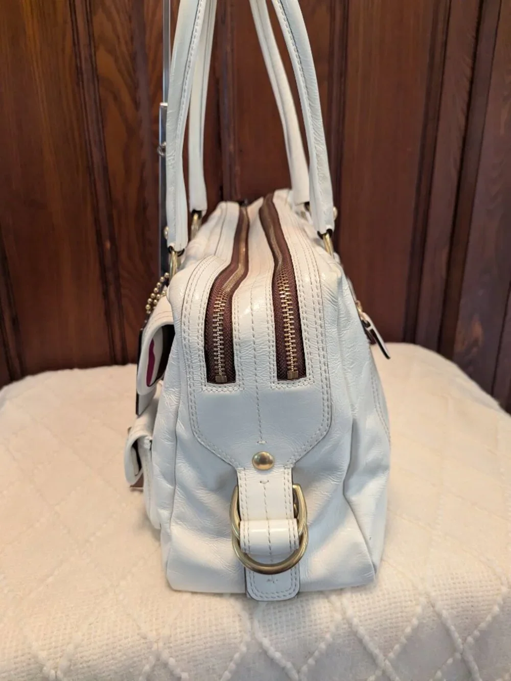 Coach F13051 Y2k Limited Edition Peyton Legacy Satchel White Patent Leather